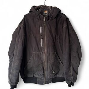 Berne Durable Heavyweight Black Hooded Work Utility Jacket Plus Size